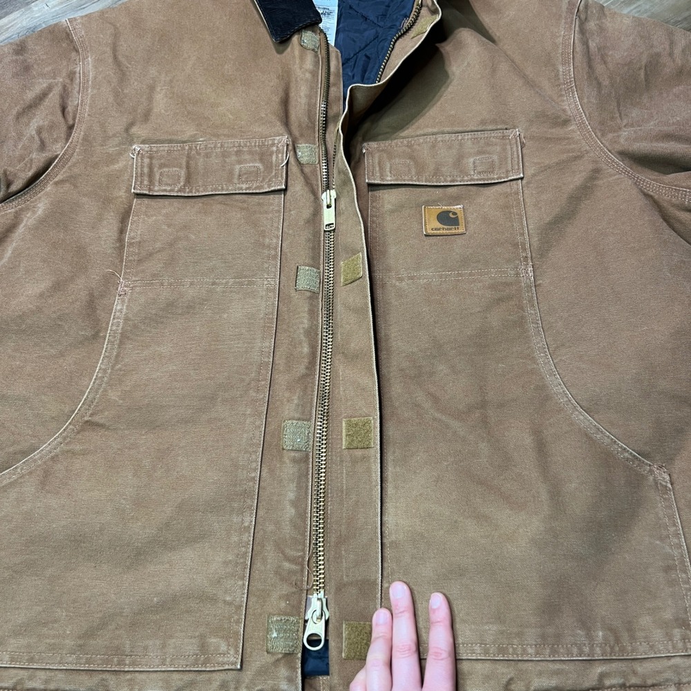 Carhartt Mens 2XL Brown Duck Chore Coat Jacket Quilted Lined Workwear - Picture 8 of 16